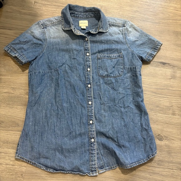 GH Bass & Co Blue Cotton Denim Western Button Down Shirt Short Sleeve Sz S USA - Picture 3 of 7